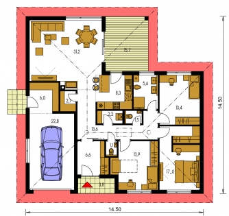 Floor plan of ground floor - BUNGALOW 222